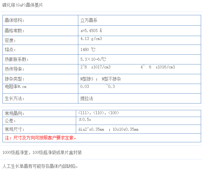 磷化镓(GaP)单晶