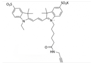 荧光染料diSulfo-Cy3 alkyne，水溶性二磺酸基CY3 alkyne/炔基炔烃(Ethyl)，CAS:1010386-62-5