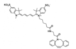 水溶性二磺酸基荧光染料diSulfo-Cy5 DBCO/二苯基环辛炔(Methyl甲基)，Ex/Em(nm) 646/662