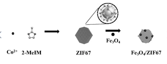 ZIF-67修饰四氧化三铁纳米粒子