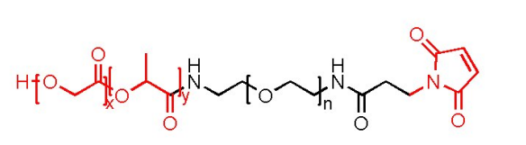 Mal-PEG-PLGA，PLGA-PEG-Maleimide，马来酰亚胺PEG聚乳酸羟基乙酸共聚物，LA：GA根据要求定制