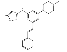 6-(4-甲基-1-哌嗪基)-N-(5-甲基-1H-吡唑-3-基)-2-[(1E)-2-苯乙烯基]-4-嘧啶胺