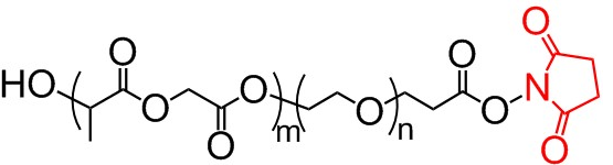 PLGA-PEG-NHS，PLGA-聚乙二醇-NHS，聚(D,L-乳酸-co-乙醇酸)-聚乙二醇-琥珀酰亚胺酯